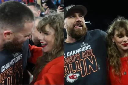 Taylor Swift and Travis Kelce seals kiss over victory